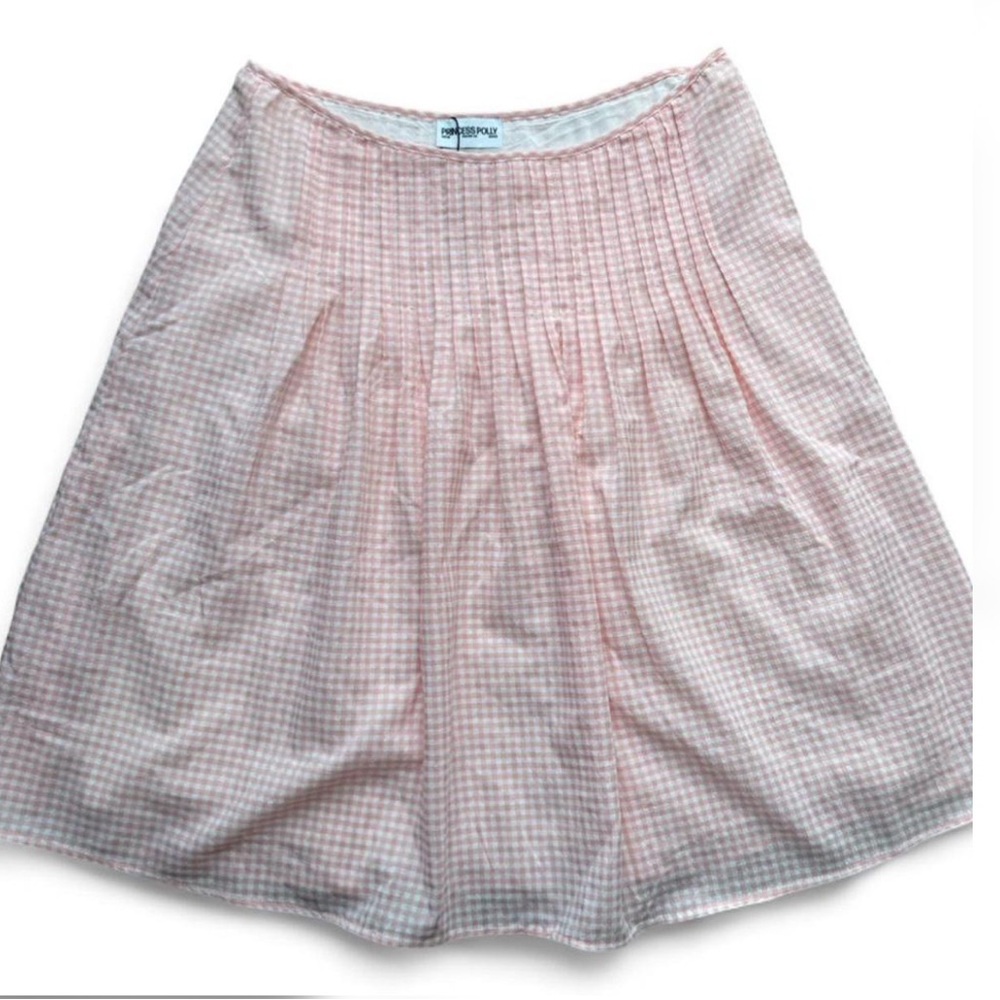 Princess Polly Pink Checkered‎ Gingham Midi A-Line Skirt NWT Size 10 - Picture 4 of 5